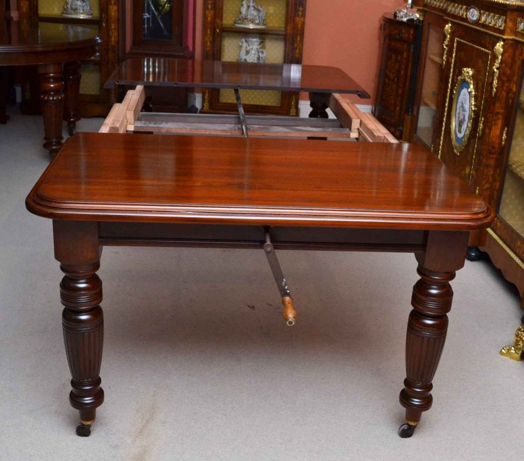 19th Century Antique Victorian 8 ft Mahgany Dining Table & 6 Chairs