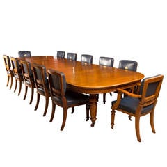 Antique Victorian Oak Dining Table & 12 Chairs c.1870