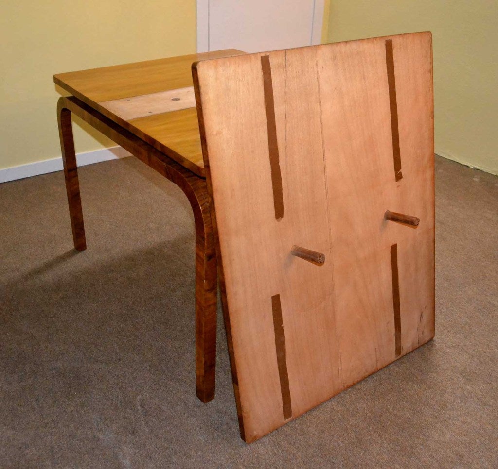 Antique Art Deco Burr Walnut Dining Table & 4 Chairs 2