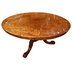 Antique Victorian Marquetry Loo Table 5ft Diameter