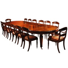 Victorian Marquetry Walnut Dining Table & 14 Chairs 6