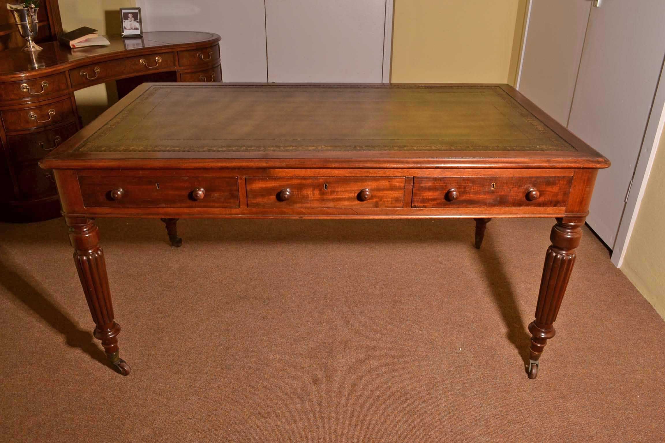 Antique Victorian Partners Writing Table Desk