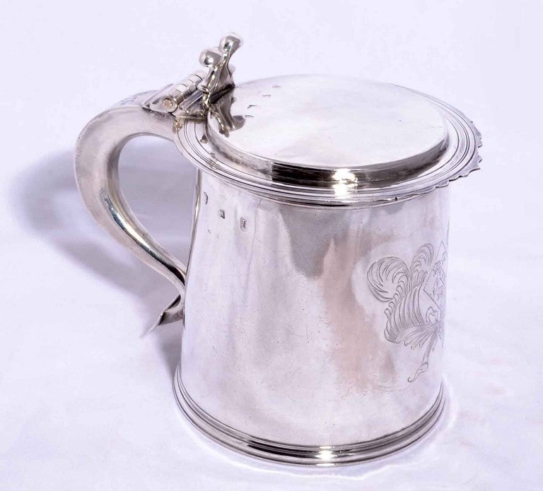 Antique Charles II English Silver Tankard 1668 WH