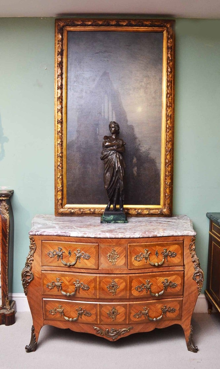 Antique French Kingwood Commode Chest Marble circa 1880