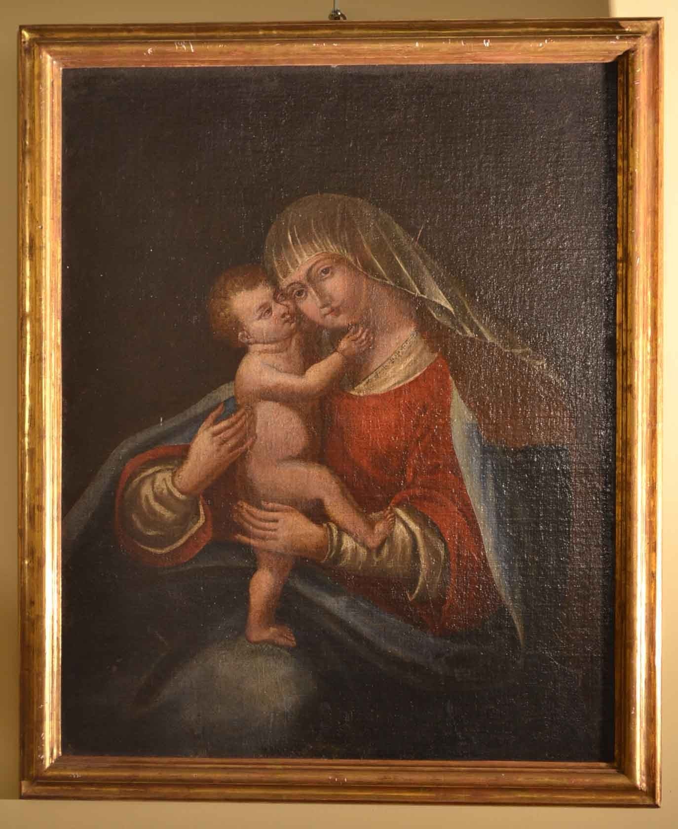 Antique Oil Painting Madonna with Child circa 1700