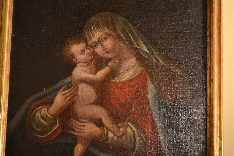 Antique Oil Painting Madonna with Child circa 1700 In Excellent Condition In London, GB