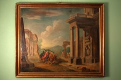 19th Century Oil Painting 'Classical Roman Ruins'