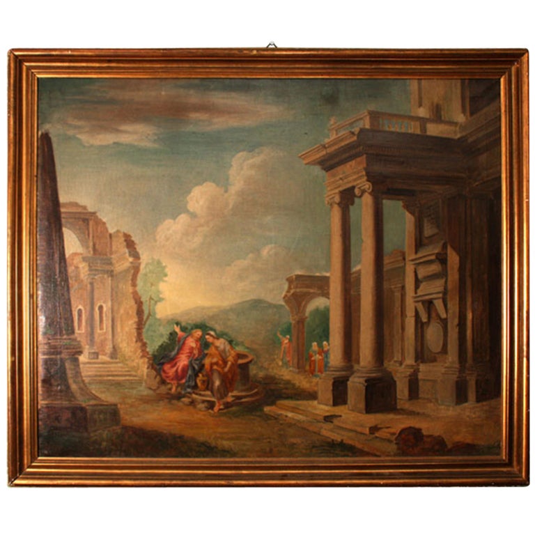 19th Century Oil Painting 'Classical Roman Ruins' For Sale at 1stdibs