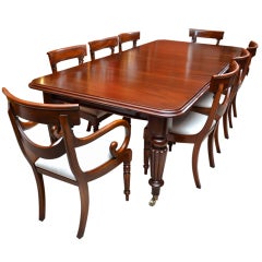 Antique Victorian 8 ft Mahogany Dining Table & 8 Chairs