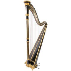 Used French Ebonised Parcel Gilt Harp circa 1780