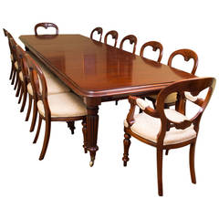 Vintage Mahogany Dining Table & 12 Chairs