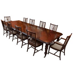 Antique 12ft Victorian Dining Table circa 1870 & 10 chairs