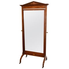 Antique Edwardian Inlaid Cheval Mirror circa 1900