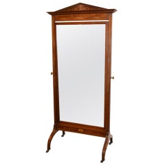 Vintage Edwardian Inlaid Cheval Mirror circa 1900 