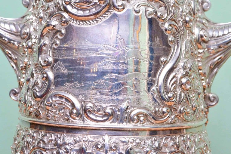 Antique Large English Victorian Silver Cup & Cover 1893