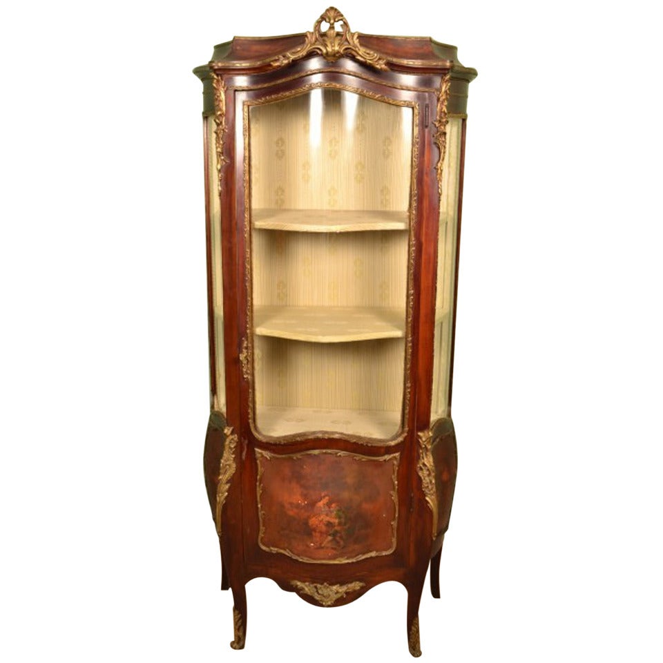 Antique French Vernis Martin Display Cabinet circa 1880