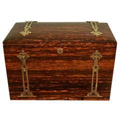 Antique Coromandel Brass Bound Stationery Box c.1870