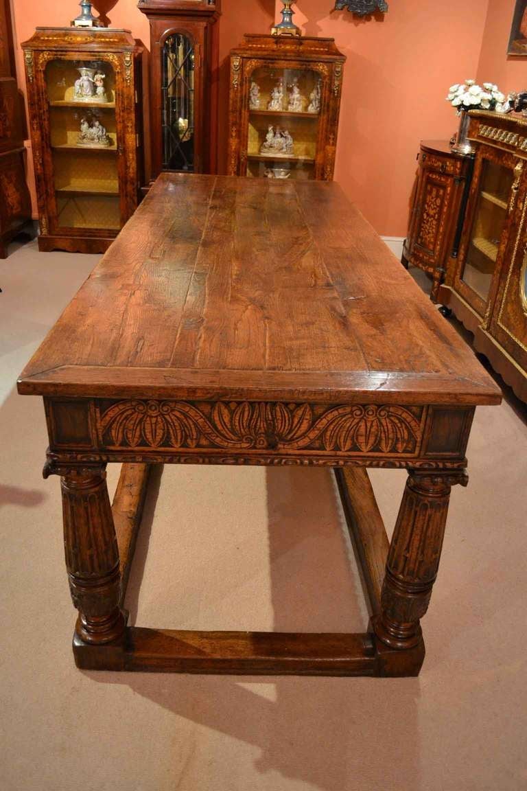 Antique Oak Refectory Dining Table & 8 Chairs 1