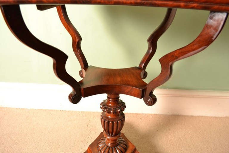 Antique Victorian Flame Mahogany Work Side Table c.1880 3