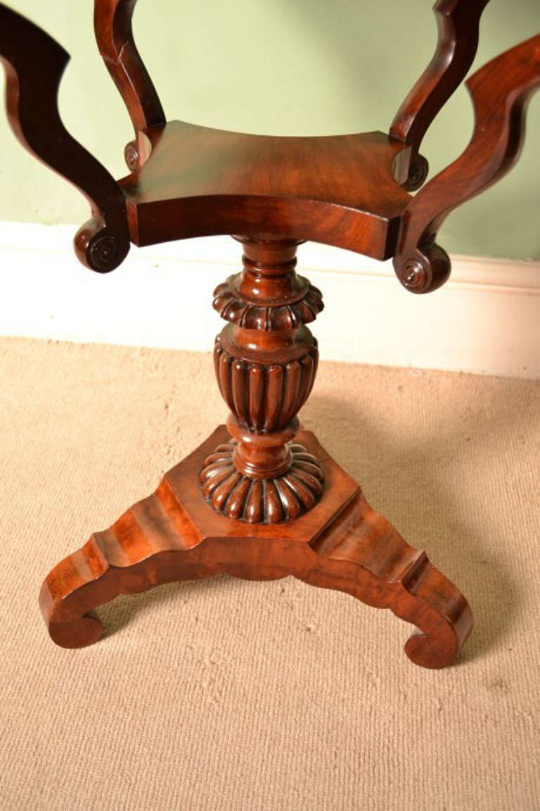 Antique Victorian Flame Mahogany Work Side Table c.1880 4