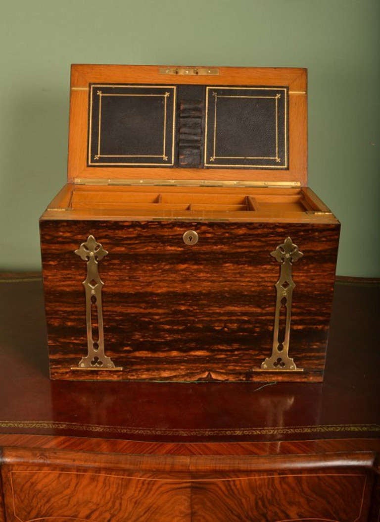 19th Century Antique Coromandel Brass Bound Stationery Box c.1870