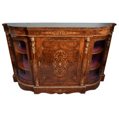 Antique Victorian Burr Walnut Inlaid Credenza C1860