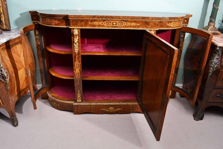Antique Victorian Burr Walnut Inlaid Credenza C1860 2
