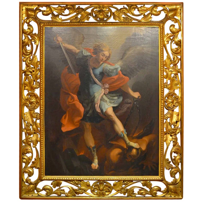 Antique Oil Painting St Michael After Guido Reni At 1stdibs Antique Oil Painting St Michael After Guido Reni At 1stdibs