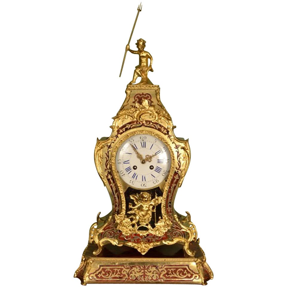 Antique French Boulle Mantel Clock on Stand circa 1860