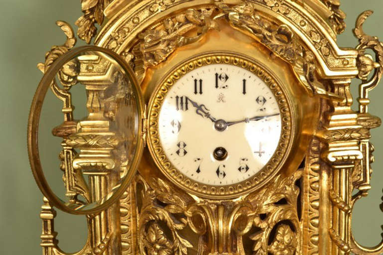Antique French Gilt Bronze Mantel Clock c.1890 2