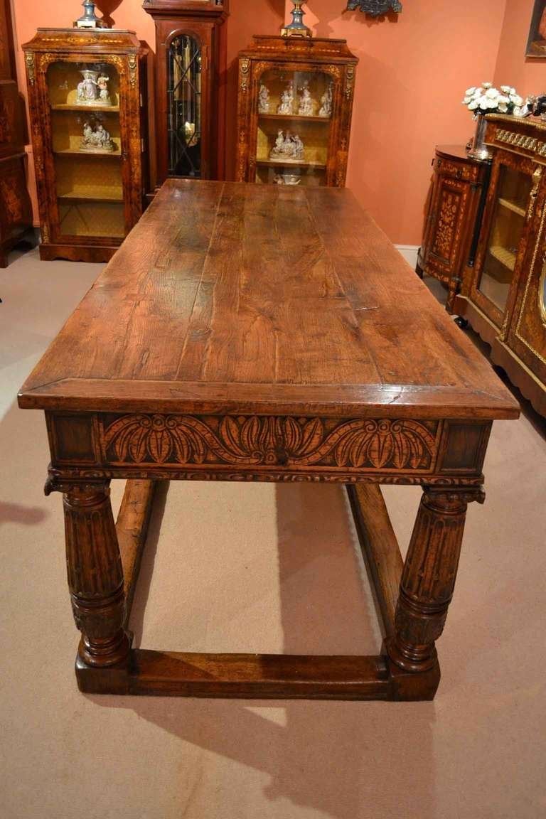 19th Century Antique Oak Refectory Dining Table & 8 Chairs