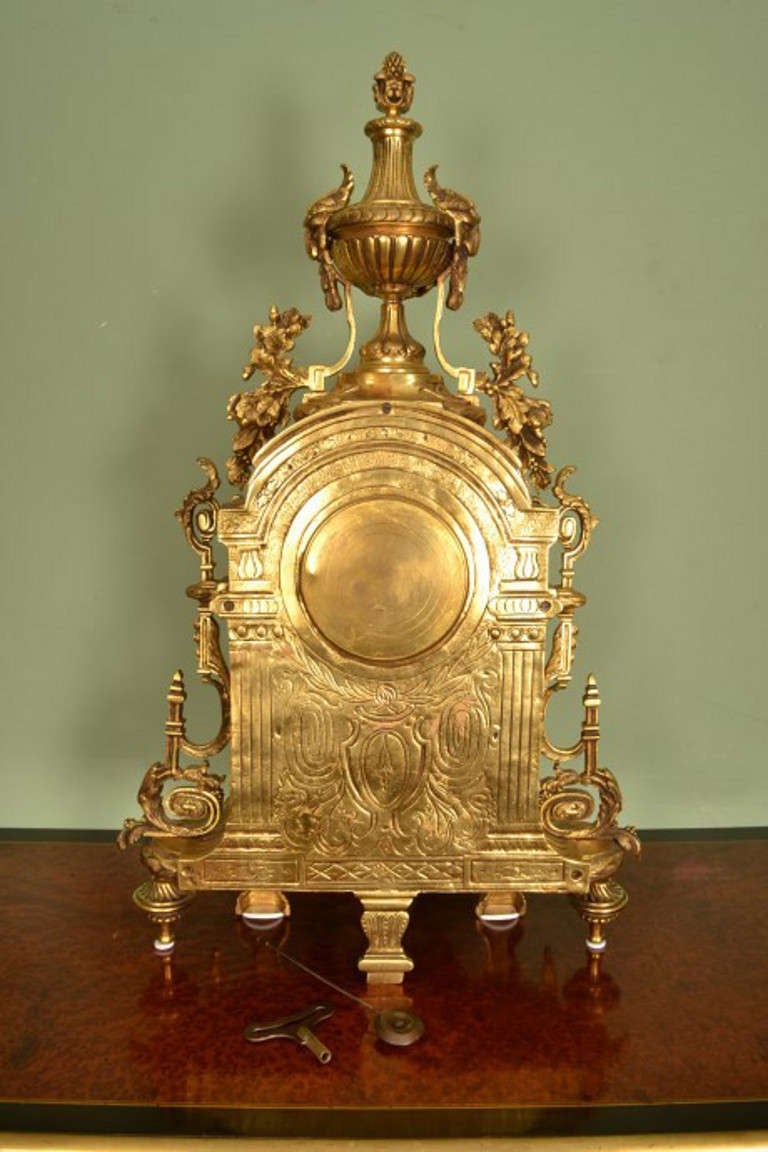 Antique French Gilt Bronze Mantel Clock c.1890 In Excellent Condition In London, GB