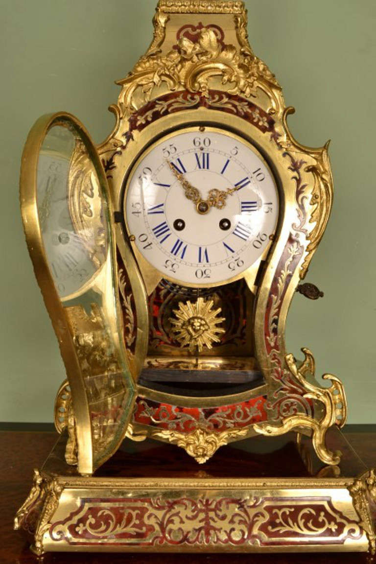Antique French Boulle Mantel Clock on Stand circa 1860 2