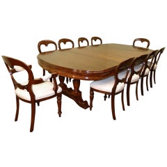 Antique Victorian Dining Table c.1880 10 ft & 10 chairs