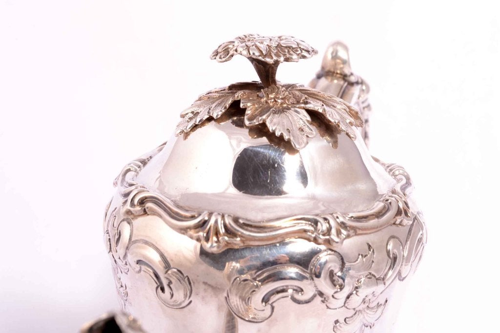 Antique English Silver Rococo Tea & Coffee Set 1865 5