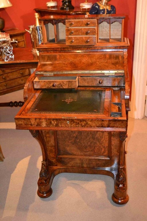 Antique Victorian Walnut Pop Up Davenport Desk c.1860 1