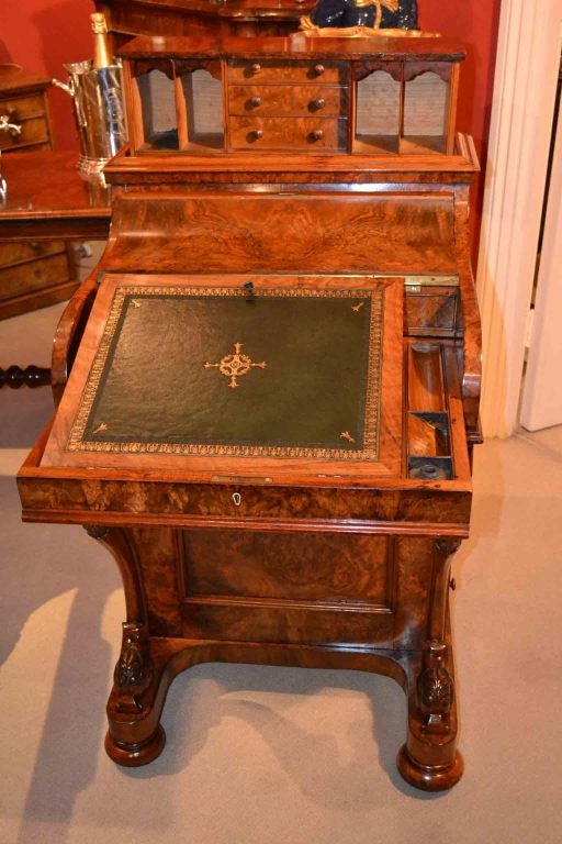 Antique Victorian Walnut Pop Up Davenport Desk c.1860 2