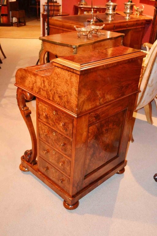 Antique Victorian Walnut Pop Up Davenport Desk c.1860 5