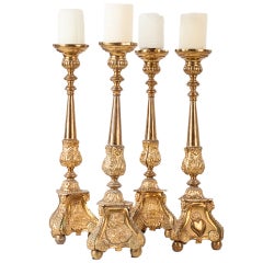 4 Brass French Candlelabras  or candleholders , 19th c