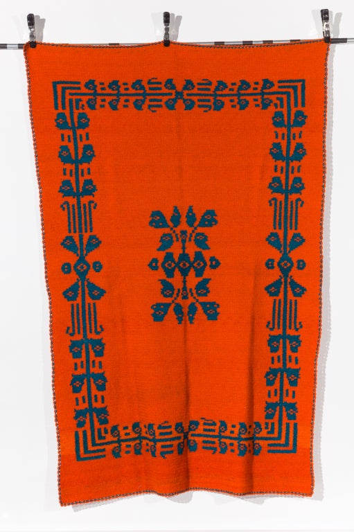 Mid-20th Century European Wool Crochet Blanket For Sale