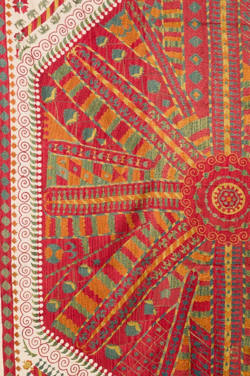 Silk embroidery on Silk ground in 3 panels done in earthy colors