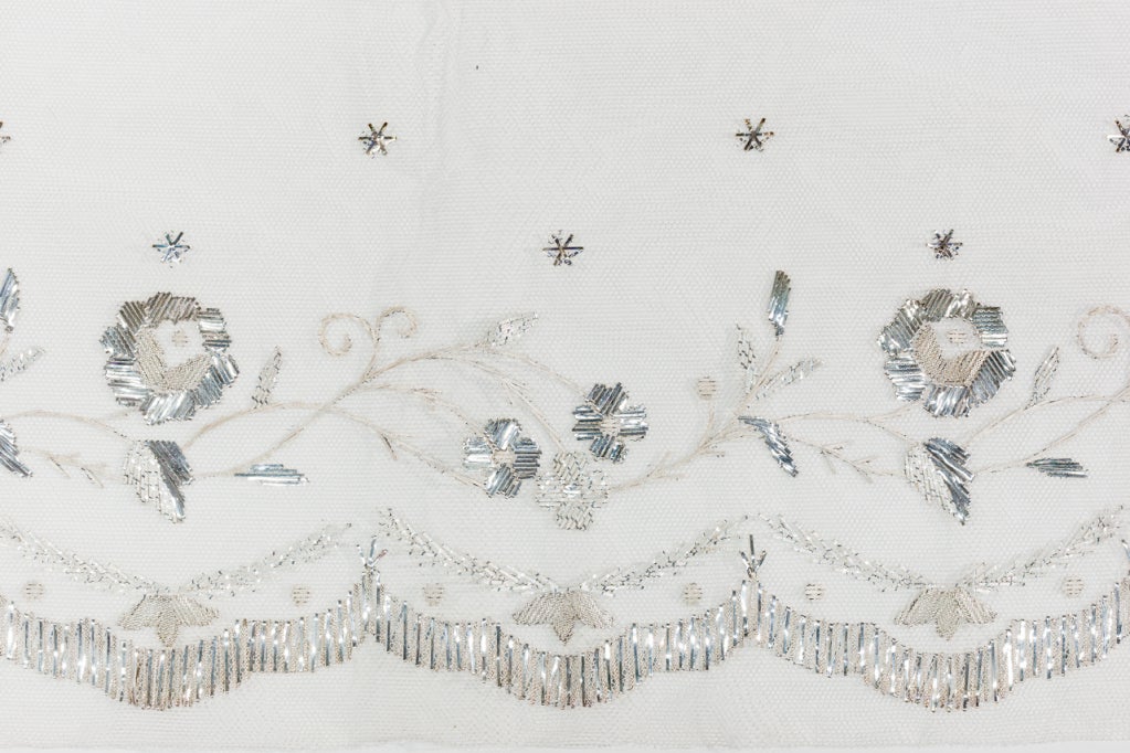 Silver Embroidery On Tulle