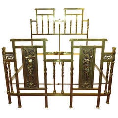 Art Nouveau brass queen size bed