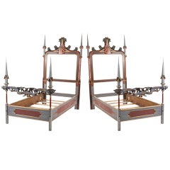 Pair Twin Beds made out of French Stations of the Cross Frames