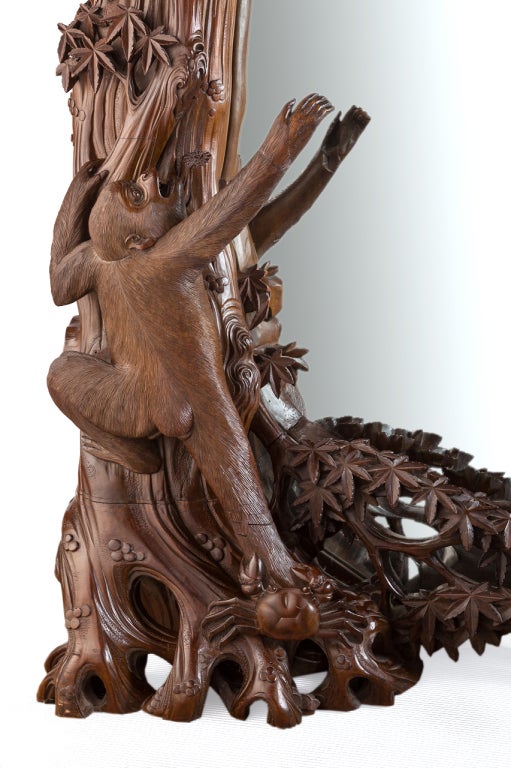 Japanese Teak Monkey Mirror