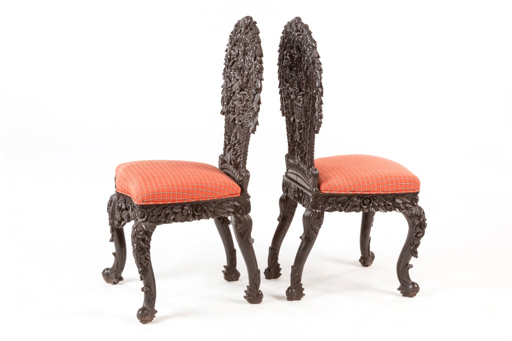 Carved Ebony Wood side chairs
