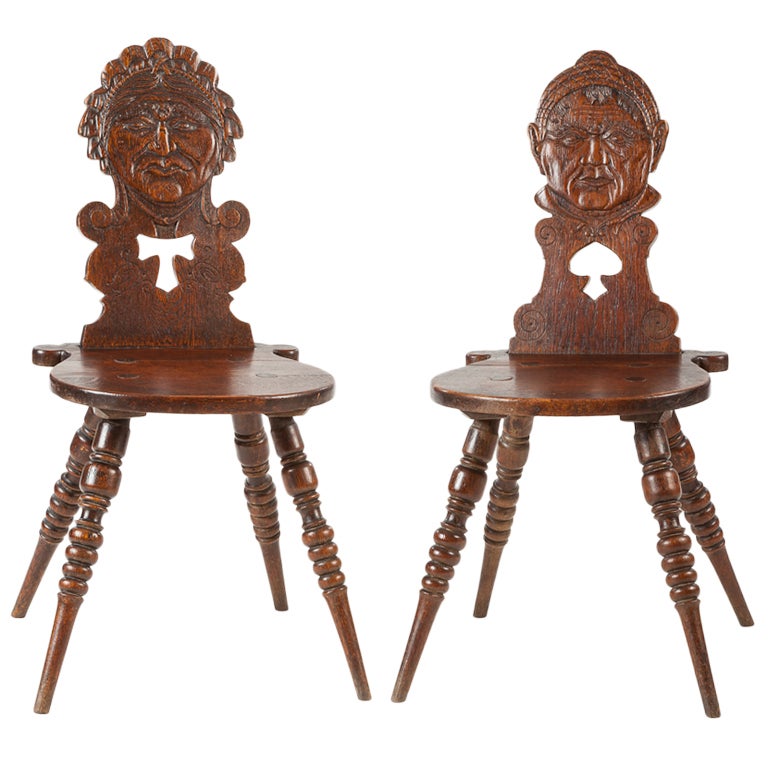 Pair English Georgian pub chairs, or portrait chairs