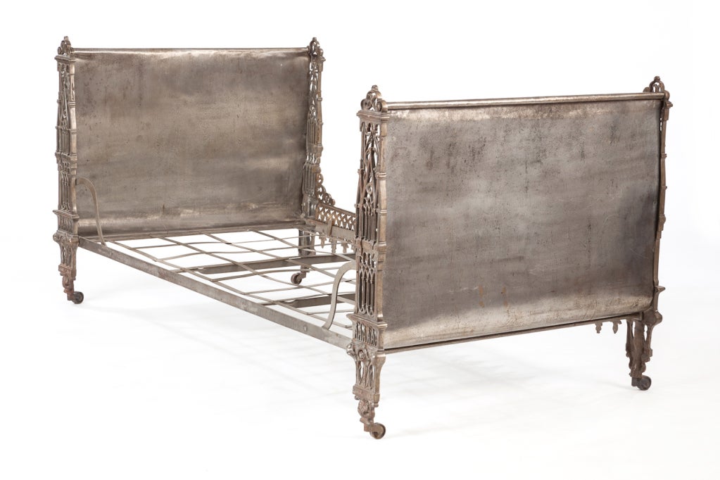 19th Century Pair steel Gothic Revival  French Napoleon III campaign  beds For Sale