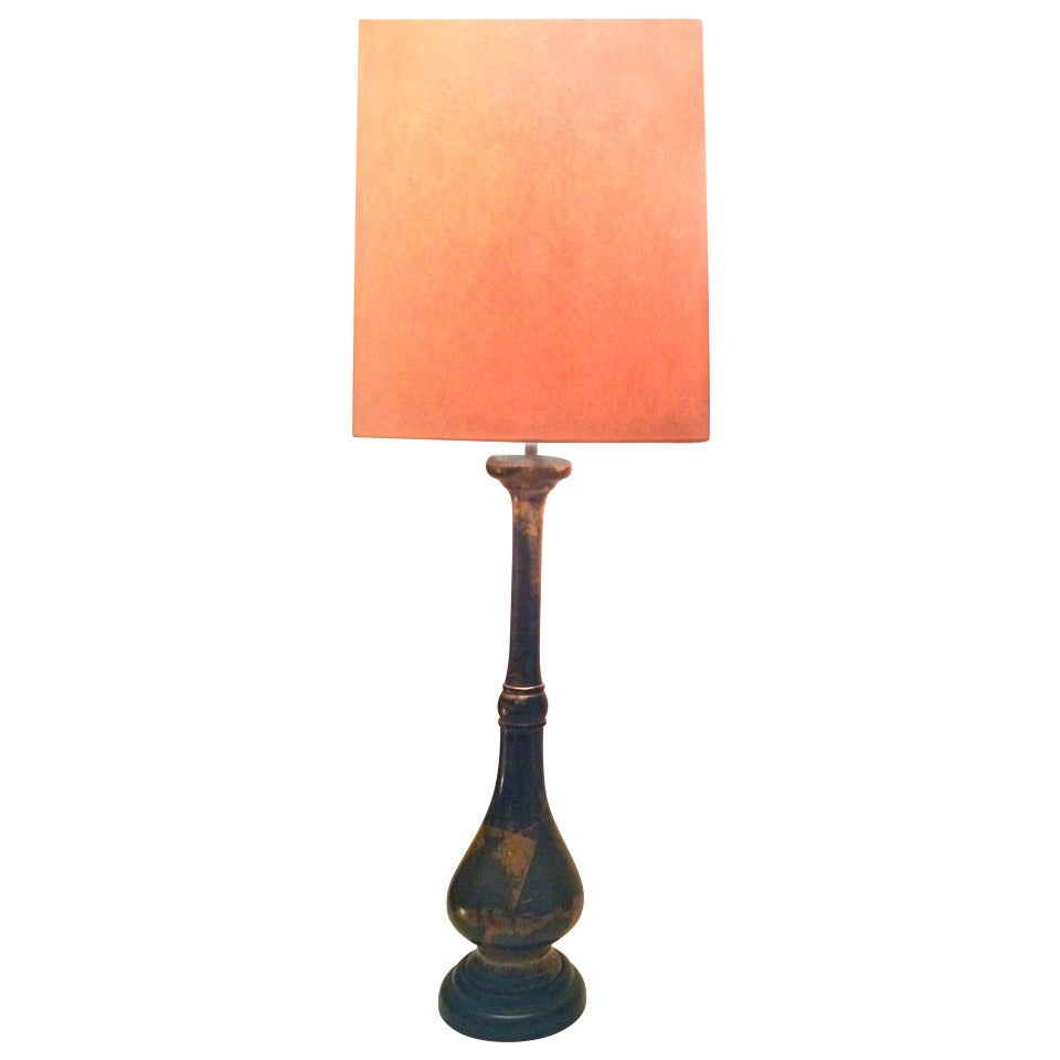 Gilded and Lacquered Bronze Table Lamp For Sale