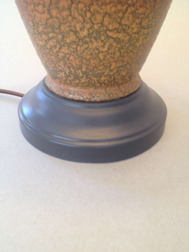 American Ribbed and Speckled Bottle Form Lamp For Sale